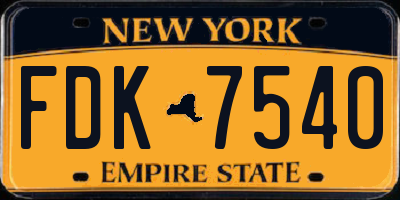 NY license plate FDK7540