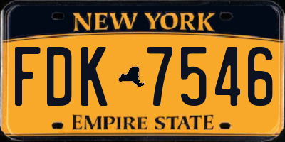NY license plate FDK7546