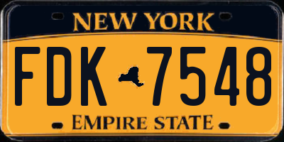 NY license plate FDK7548