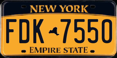 NY license plate FDK7550