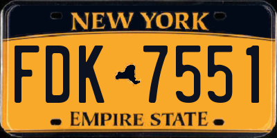 NY license plate FDK7551
