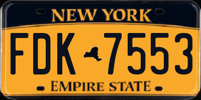 NY license plate FDK7553
