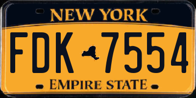 NY license plate FDK7554