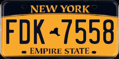 NY license plate FDK7558