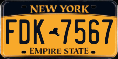 NY license plate FDK7567