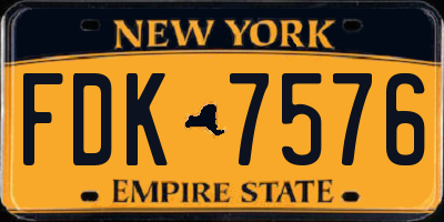 NY license plate FDK7576