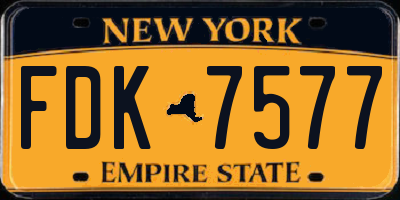 NY license plate FDK7577