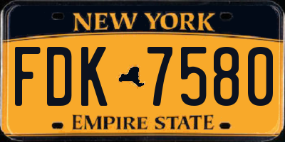 NY license plate FDK7580