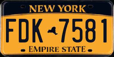 NY license plate FDK7581