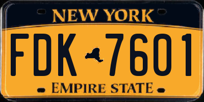 NY license plate FDK7601