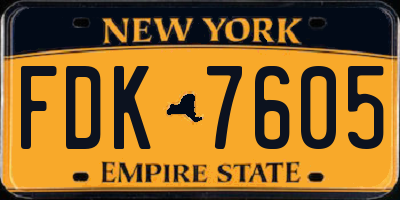 NY license plate FDK7605