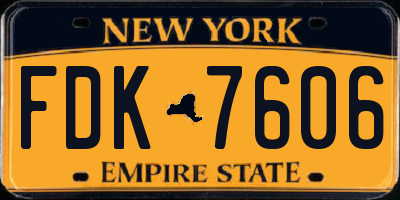 NY license plate FDK7606