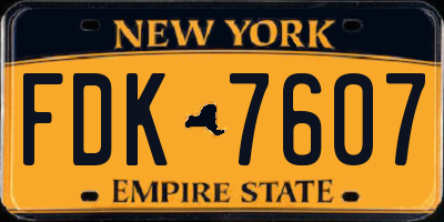 NY license plate FDK7607