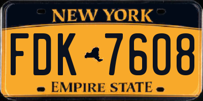 NY license plate FDK7608