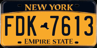 NY license plate FDK7613