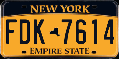 NY license plate FDK7614