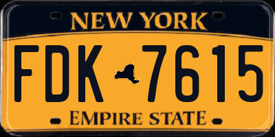 NY license plate FDK7615