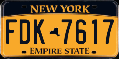 NY license plate FDK7617