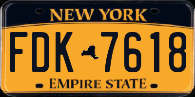 NY license plate FDK7618