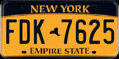 NY license plate FDK7625