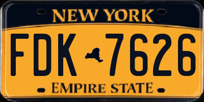 NY license plate FDK7626