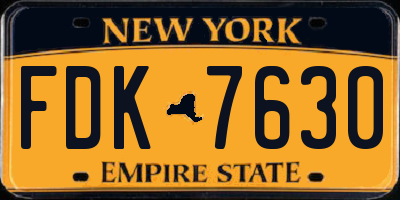 NY license plate FDK7630