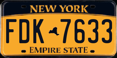NY license plate FDK7633