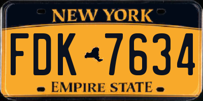 NY license plate FDK7634