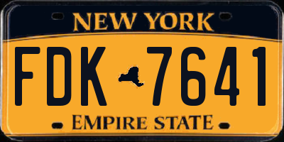 NY license plate FDK7641