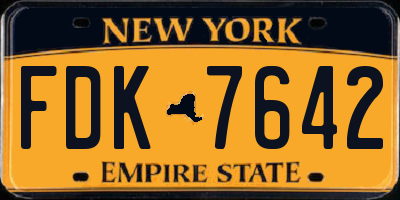 NY license plate FDK7642