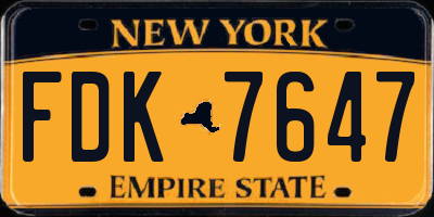 NY license plate FDK7647