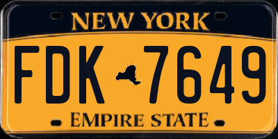 NY license plate FDK7649