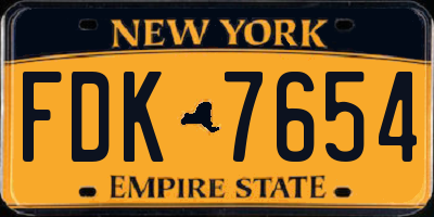 NY license plate FDK7654