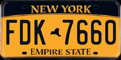 NY license plate FDK7660