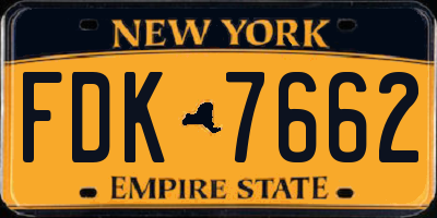 NY license plate FDK7662