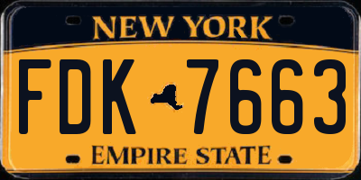 NY license plate FDK7663