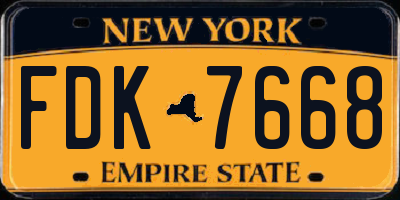 NY license plate FDK7668