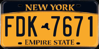 NY license plate FDK7671