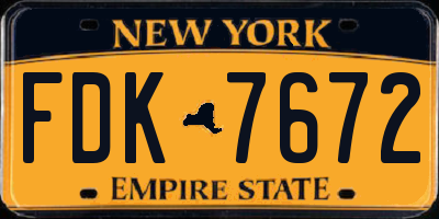 NY license plate FDK7672