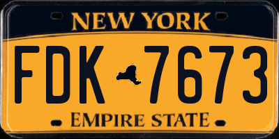 NY license plate FDK7673