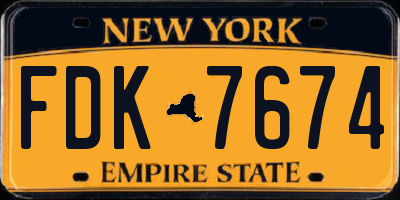 NY license plate FDK7674