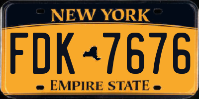 NY license plate FDK7676