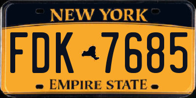 NY license plate FDK7685