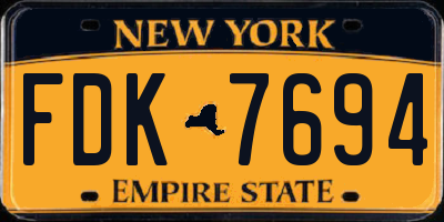 NY license plate FDK7694