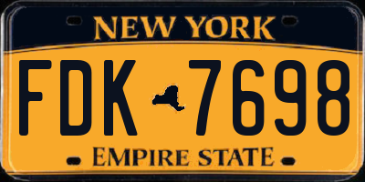 NY license plate FDK7698