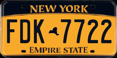 NY license plate FDK7722