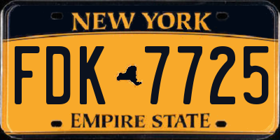 NY license plate FDK7725
