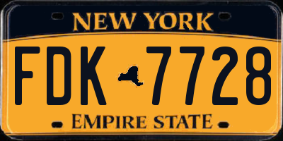 NY license plate FDK7728