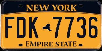 NY license plate FDK7736