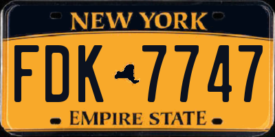 NY license plate FDK7747